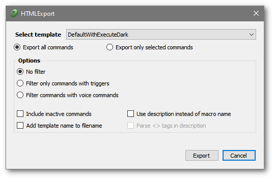 HTML Export screenshot