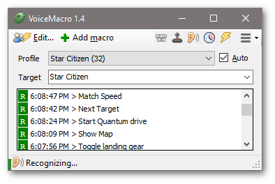 VoiceMacro Main window